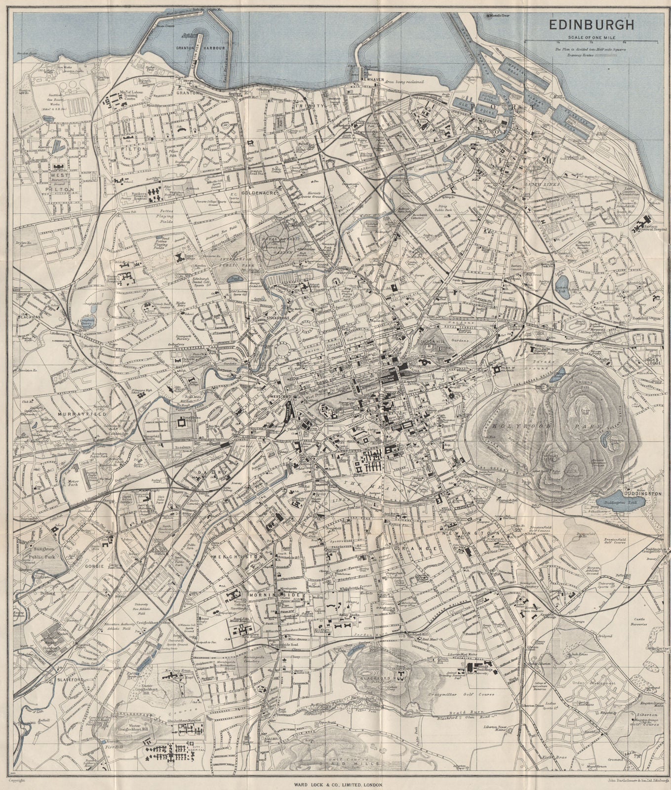 EDINBURGH vintage town/city plan. Scotland. WARD LOCK 1949 old vintage map